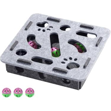 Imagem de Caixa de enriquecimento de quebra-cabeça para gatos, arranhador de lixa de unha de gatinho, caixa interativa de enriquecimento de lixa de unha de gato, caixa de labirinto de feltro mental alternativa