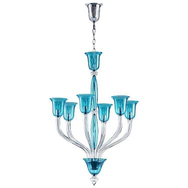 Imagem de Cyan Design 05390 Vetrai lustre de seis luzes, grande, azul