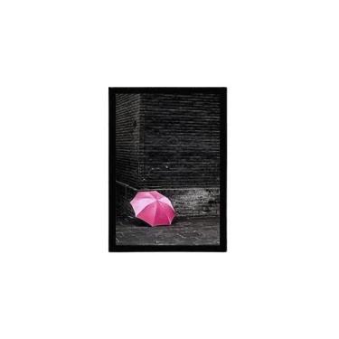 Imagem de Quadro Fotografia Sombrinha Rosa 33X24 C/Vidro Madeira Preta - Quadros