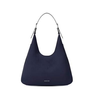 Imagem de Michael Kors Bolsa de ombro grande Hobo Nolita, ferragens prateadas, couro nobuck, azul