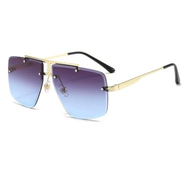 Imagem de HCHES Óculos de Sol Vintage Feminino Masculino Clássico Retrô Degradê Sem Armação Moda Masculina Feminina Sem Aro (3)