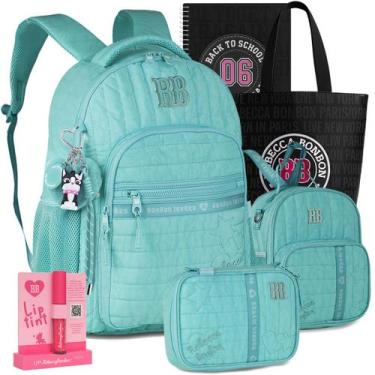 Imagem de Kit Mochila RB Rebecca Bonbon Crinkle Lancheira Estojo Escolar, Azul 2