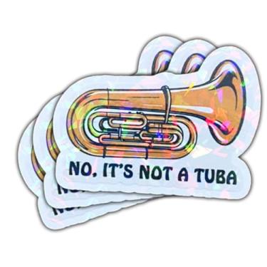 Imagem de Adesivo de holograma de eufônio com 3 peças No It's Not A Tuba, presente de músico de latão baixo, não é uma tuba, adesivos para amantes de música de eufônio e instrumento decalque de carro para