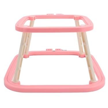 Imagem de Ymiko Aro de Bordado de Camada Dupla Ajustável Com Suporte, Moldura de Costura Giratória para Bordado Artesanal, Suporte de Costura de Mesa Antiderrapante, Ferramenta de Artesanato ABS para Quilting e Arte Em Tecido (Vermelho)