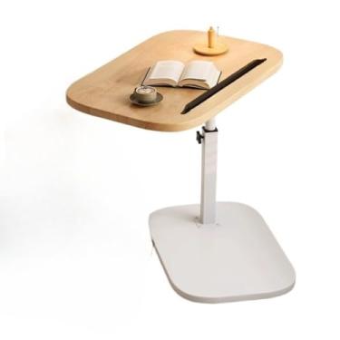 Imagem de Mesa ajustável e giratória Mesa de apoio lateral para sofá cama notebook portatil mesa de café(Cor da madeira - 40 * 30 * 53cm)