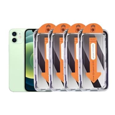 Imagem de Pacote com 4 protetores de tela de privacidade para iPhone 12 Pro/iPhone 12, vidro temperado 9H, cobertura total, anti-impressões digitais, eliminação automática de poeira, sem bolhas, fácil