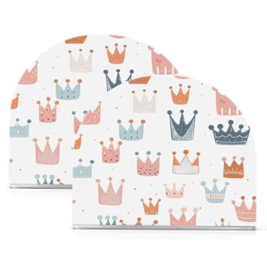 Imagem de Wassud Porta-guardanapos de acrílico com coroa colorida pastel, dispensador de guardanapos de papel moderno em forma de U para mesa, cozinha, sala de jantar, bancada 2 peças (comporta 50-60