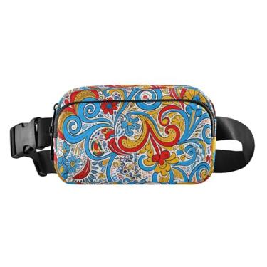 Imagem de CEBUGI Pochetes de caminhada para homens e mulheres, estampa vibrante, moderna, resistente à água, com cinto ajustável para treino, viagem, corrida