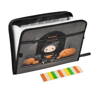 Imagem de CEBUGI Pasta expansível de 13 bolsos, impermeável, sanfonada, organizador de arquivos com etiquetas tamanho A4, organizador de documentos de papel para escola, material de escritório, padrão de