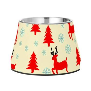 Imagem de Burbuja Tigela de aço inoxidável para comida e água para cães de cervo árvore de inverno, antiderrapante para cães médios e gatos, 590 ml