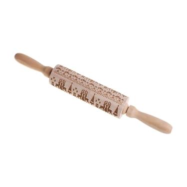 Imagem de predolo Rolo de madeira com para confeitaria, acessório criativo de cozinha, rolo de massa gravado para pastelaria, ferramenta para fazer massa em, Style B