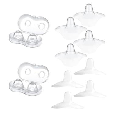 Imagem de JIELUO 12 Peças de Protetor de Mamilo para Amamentação de Recém-Nascidos, Corretor de Mamilo Invertido de Silicone, com Estojo de Transporte Transparente, Extensor de Mamilo de Silicone para Amamentaç