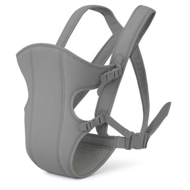 Imagem de Canguru Ergonômico para Bebê, Mochila Carregador Infantil com Alças Ajustáveis, Respirável 3D, Azul Marinho, Múltiplas Posições de Transporte (Cinza)