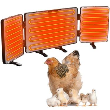 Imagem de Aquecedor de galinheiro de 260 W - Placa de aquecimento dobrável ajustável com termostato embutido, para uso no inverno em galinheiros de aves, compatível com temporizador externo e controladores de