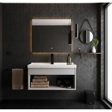 Imagem de Gabinete Armário para Banheiro 60cm MDF com Cuba - Livorno Lineo