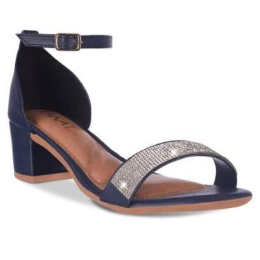 Imagem de Sandalia Feminina Saltinho Quadrado Bloco Com Strass Brilho Festa A3.49-Feminino