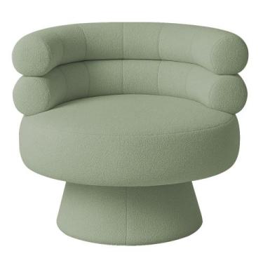 Imagem de Poltrona Orgânica Mabel Base Giratória Bouclé Verde Claro - Nexta Casa
