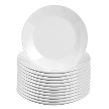 Imagem de Jogo 12 Prato Raso De Vidro Opalino 26cm Branco Classic Em Casa Tem