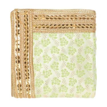 Imagem de Tapete decorativo Aasan Chunari pano de fundo Pooja (Tamanho: 91 cm x 91 centímetros) (verde) Indiano tradicional Ganpati Ganesha festival decoração MATA Ki Chunri para estátua Chowki Aasan tapete