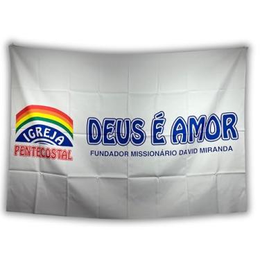 Imagem de Bandeira Decorativa Igreja Deus é Amor, Uso Interno/Externo, Oxford Premium, 150x100cm, Sublimação Laser, Multicolorido