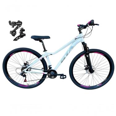 Imagem de Bicicleta Aro 29 Gta Start Câmbios Shimano 21v Freio A Disco Mountain Bike Alumínio branco-cinza-rosa Tam: 15