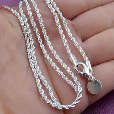 Imagem de Elegante colar de corrente torcida para mulheres e homens – Linda cor prata delicada e resistente corrente de 2,3 mm em comprimentos de 18/20/22/24/26/28 polegadas, 26-inches, Liga de prata, Sem Pedra