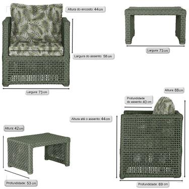 Imagem de Mesa E 4 Poltronas Madri Corda Náutica Estofado 5 Trama Verde