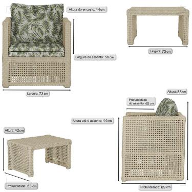 Imagem de Mesa E 4 Poltronas Madri Corda Náutica Estofado 5 Trama Rami