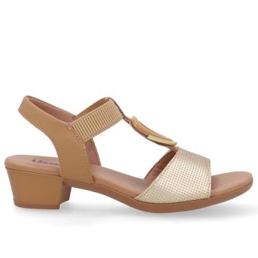 Imagem de Sandalia Usaflex Salto Bloco Ref Ud12002 Dourado 37