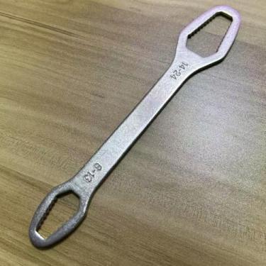 Imagem de 1 chave multiuso, prata, 3,5 mm de espessura, chave inglesa de cabeça dupla ajustável, tamanho da boca da chave de 8 a 24 mm, ferramenta manual portátil para uso automotivo e doméstico