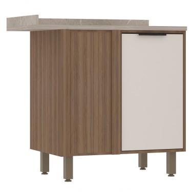 Imagem de Balcão De Cozinha Com Tampo Canto Reto 95 Cm 1 Porta Aspen Luciane Móveis beige