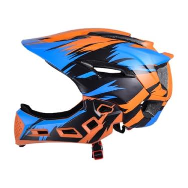 Imagem de Colaxi Capacete de bicicleta para crianças, meninos e meninas, elegante, respirável, ciclismo, capacete para bicicleta de estrada, ciclismo ao ar, Laranja Azul Preto