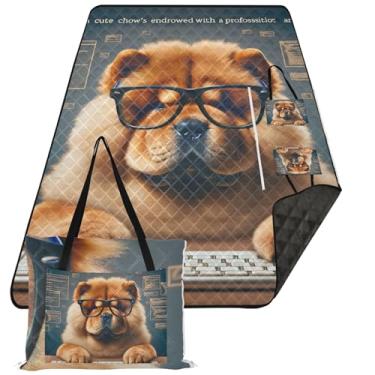 Imagem de TSENQUE Chow Chow Trabalhador Cachorro Engraçado Acessórios de Piquenique Tapete de Praia Dobrável Livre de Areia Impermeável Cobertor de Grama Grande Tapete de Campismo 299 cm x 203 cm