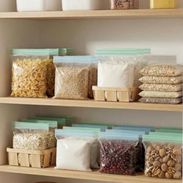 Imagem de Sacos de armazenamento de alimentos selados duplamente - Sacos de freezer com zíper para lanches, nozes e preservação de vegetais, essenciais de cozinha (trompete - 30 peças)