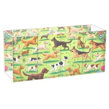 Imagem de TSENQUE Lindo porta-canetas de mesa para cães brincalhões, jardim, parque, acrílico, suporte para copo de lápis, organizador de escritório, estético, personalizado, organizador de escritório