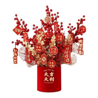 Imagem de Kuntesetty Plantas Artificiais em Vasos, Bonsai, Galhos Vermelhos, Arranjos Florais de Seda Flocada, Ideais para Festivais de Primavera, Casa Ou Escritório, Style a, Tamanho real