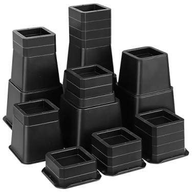 Imagem de YAYODS 28 peças de elevação de cama resistentes de 30,5 cm, ajustáveis1, 2, 3, 4, 5, 6, 7, 8, 9, 10, 11, 12 polegadas para moldura de cama, sofá, cadeira, elevação de pernas de mesa