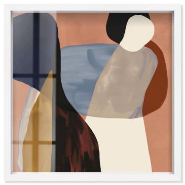 Imagem de Ochre Overlap I Shadowbox Print Modern Boho Wall Art por Art Remedy, moldura branca, 78 x 78 cm