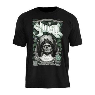 Imagem de Camiseta Banda Rock Ghost Stamp Unissex em Algodão-Unissex