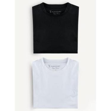 Imagem de Camiseta Preta/Branca Lisa Aleatory Pima Kit com 2-Masculino