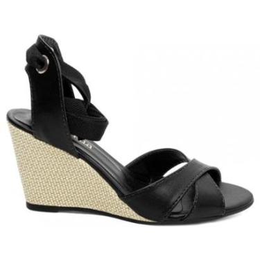 Imagem de Sandália Plataforma Anabela Salto Médio Alto Cunha 7 cm Preto-Feminino