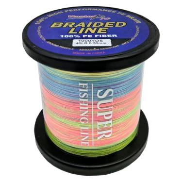 Imagem de MASTERPRO Linha de pesca 100% fibra PE 1000 jardas, colorida, resistente à abrasão, corda trançada de 4 fios, 4,5 kg 6,8 kg 9 kg 11,3 kg 13,6 kg 18 kg 22,7 kg 36,3 kg 45,4 kg superlinha de diâmetro