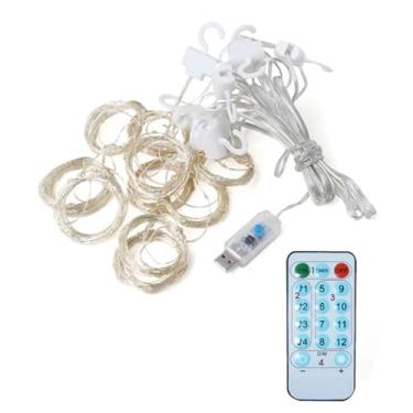 Imagem de 300LEDs Luzes de Cortina em Fio Cobre com 4 Modos Música e 8 Iluminação Controle Remoto Cascata Fadas para Casamento Festa Decoração Residencial Suspe