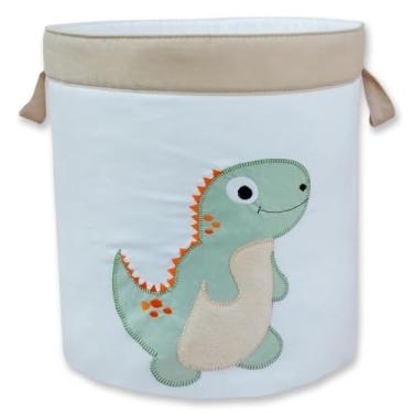 Imagem de Cesto para guardar brinquedos 1 peça Bordado circular Multicolorido (Dino Caqui)
