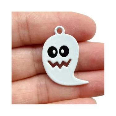 Imagem de Pingentes De Esmalte De Halloween Com Caveira, Morcego E Gato, 10 Peça