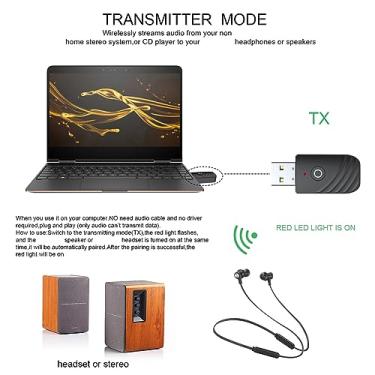 Imagem de Sanpyl Adaptador de áudio 5.0 + Transmissor Receptor EDR para MP3/TV/alto-falante, Modo de Comutação Fácil para Atividades Domésticas/ao Ar Livre (Preto)