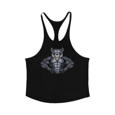 Imagem de Camiseta Sem Mangas De Algodão Com Estampa De Lobo Para Homens, Roupas