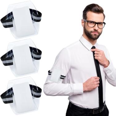 Imagem de GORGECRAFT 4 peças de crachá de identificação de braçadeira de crachá de identificação ganchos e laço visibilidade de poliéster preto alças elásticas ajustáveis horizontais PVC suportes transparentes