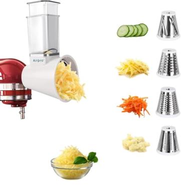 Imagem de Acessório de triturador para triturador KitchenAid, acessórios para ralador de queijo, cortador de legumes, máquina de salada, 4 lâminas, lavável na máquina de lavar louça
