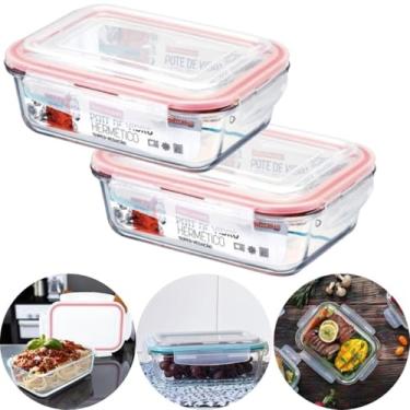 Imagem de Conjunto 2 Potes Vidro 1040ml Marmita Hermetico